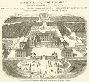 Utsikt över slottet i Versailles under Ludvig XIII (gravyr) av French School