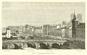 Utsikt över Quai aux Fleurs 1855 av French School