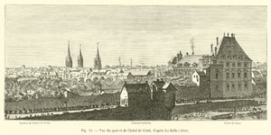 Utsikt över kajen och Hotel de Conti, efter La Belle, 1640 av French School