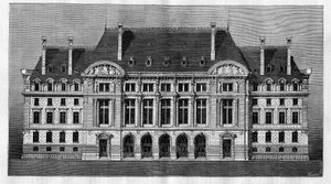 Exteriörvy av de nya byggnaderna på Sorbonne i Paris (huvudfasad) av Henri-Paul (Henri Paul) Nenot (1853-1934) av French School