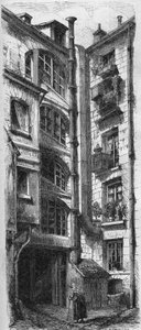 Interiörvy av innergården till huset som ligger på 18, rue d