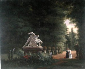 Vandring i Folie-Beaujon i Paris, ca 1830 (olja på duk) av French School