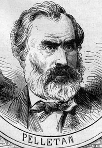 Kriget 1870 - Nationella försvarets regering: porträtt av Eugene Pelletan (1813-1884), medlem av den provisoriska regeringen 1870. Gravyr i "" Le Monde Illustré"" nr 706 den 22 oktober av French School
