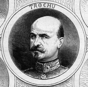Kriget 1870 - Nationella försvarets regering: porträtt av general Louis Jules Trochu (1815-1896), president för den provisoriska regeringen 1870. Gravyr i "" Le Monde Illustré"" nr 706 den 22 oktober av French School