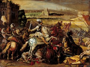 Religionskrig: "" Henri IV i slaget vid Arques (21 september av French School