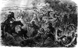 War of the Three Henri (1585-1586): Efter idéerna från förbundet och dess ledare Henri de Guise, engagerade sig Henri III i handeln med Nemours som undertecknades den 7 juli av French School