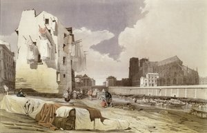 Tvättkvinnor vid Lavoirs vid Quai Montebello, c.1840 av French School