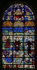 Fönster som visar passionsscener (målat glas) av French School
