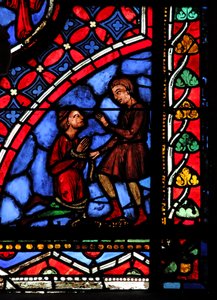 Fönster w05 föreställande magikern Hermogenes och Filetus av French School