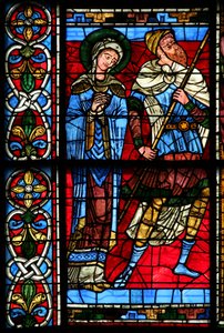 Fönster w0 föreställande Jungfru Maria och centurion Longinius av French School