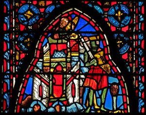 Fönster w15 Heliga reliker: ?Heraclius framför den mirakulösa förseglade porten i Jerusalem av French School