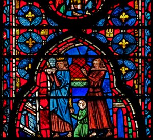 Window w15 St Louis - och Robert dArtois bär relikerna till Sens av French School
