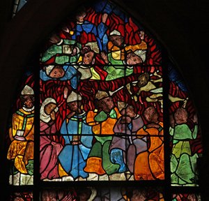Fönster w16 som visar en scen från Last Judgement: the Damned av French School
