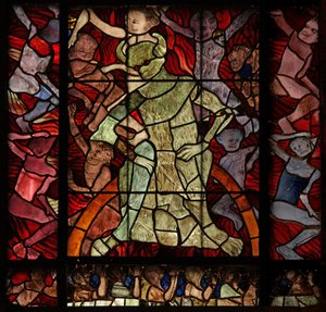 Fönster w16 som visar en scen från Last Judgement: the Damned av French School