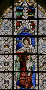 Fönster w227 som visar den helige Judas Iskariot (en sällsynt skildring av Judas som ett helgon) av French School