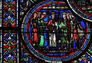 Fönster w23 föreställande St Thomas Becket med Henrik II och Ludvig VII av French School