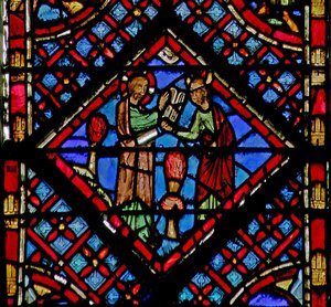 Fönster w2 Gud ger Moses en ny uppsättning av lagens tabeller Ex XXXIV 28 av French School