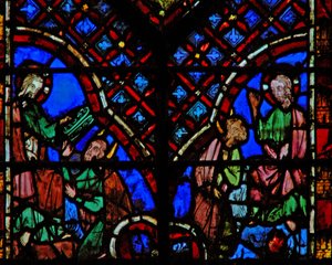 Fönster w2 Gud ger Moses lagens tabeller Ex XXXI 18 av French School