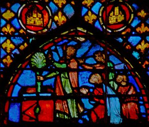Fönster w3 Moses placerar blomstaven på altaret Numb XVII 10-11 av French School
