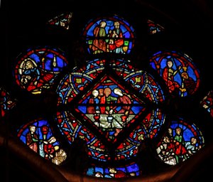 Window w4-scener från berättelsen om Rut och Boas av French School