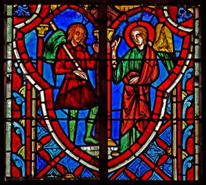 Fönster w5 Gideon möter och ängel. Domare VI 11 av French School