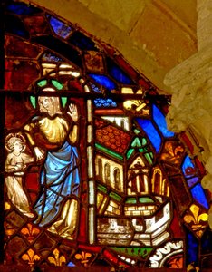 Fönster w6 som visar Maria med spädbarnet Jesus tar honom till templet av French School