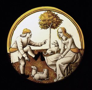 Fönster w70 som visar Ämnet osäkert (Jeu de quintaine?) av French School