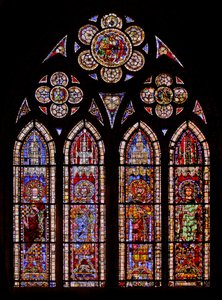 Fönster w7 som visar heliga romerska kejsare: Lotharius, Louis, Charles av French School