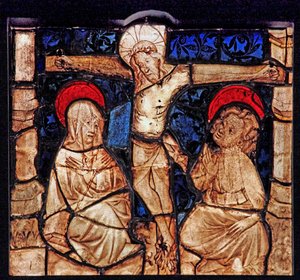 Fönster w7 som visar korsfästelsen, från Church of Betton, Bretagne av French School