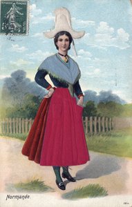 Kvinna i traditionell dräkt från Normandie C. 1910 - Kvinna i traditionell dräkt från Normandie av French School