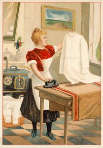 Kvinna stryker (chromolitho) av French School