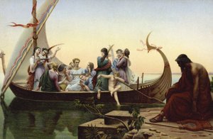 Kvinnor i ett vikingaskepp av French School