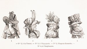 Hattstilar för kvinnor från 1700-talet, 1875 av French School