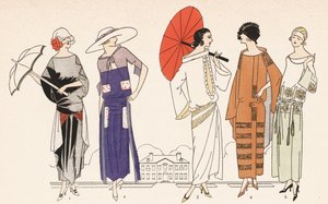Dammode från 1920-talet (färglitografi) av French School