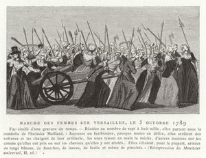 Kvinnors marsch mot Versailles, franska revolutionen, 5 oktober 1789 av French School