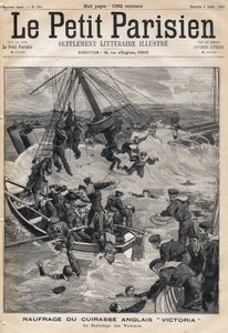 Vraket av den engelska rustningen "Victoria"" efter en kollision på Syriens kust och rädda offren. En av tidningen "Le petit Parisien"" den 9/07/1893 (gravyr) av French School