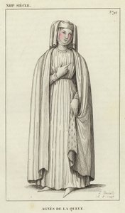 XIII Century, Agnes de la Queue (färgad gravyr) av French School