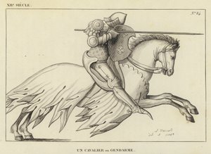 12. Jahrhundert, ein Reiter oder Gendarm (Gravur) von French School