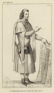 XIV Century, A Lord of the Court of King John (gravyr) av French School