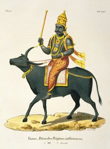 Yama, den osynliga världens gud, graverad av C. de Motte (1785-1836) av French School