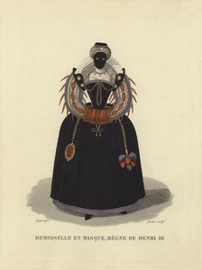 Ung dam i en mask, regeringstid av Henry III av Frankrike av French School