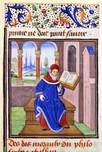 Zaqaquin, från Histoire des Philosophes, sent 1400-tal (vellum) av French School