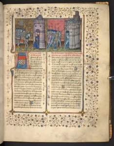 f. 73: Siege of Brest, från "Chronicles of France and England", av Jean Froissart (vellum) av French School