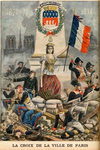 fluctuat nec mergitur - Cross of the town of Paris introduceras i Paris vapensköld, illustration från den engelska tidningen "Le Petit Journal" 5 maj av French School