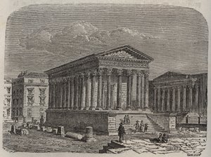 Carree de Nimes omslag - Frankrike, Languedoc-Roussillon, Gard - gravyr i "" Histoire de France"" av Victor Duruy (1811-1894) - 1882 av French School