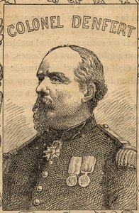 porträtt av den franske översten Pierre Philippe Denfert-Rochereau - 1870-71 (gravyr) av French School