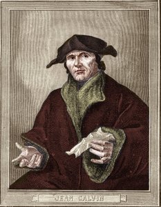 porträtt av Jean Calvin (1509-1564), fransk religiös reformator och författare. av French School