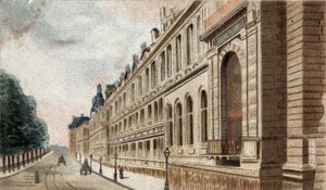 utsikt över Palais du Louvren i Paris. av French School