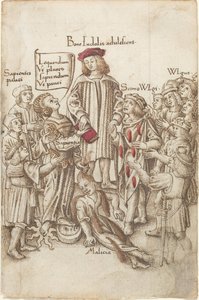 "Gå inte utanför den allmänna motorvägen" [fol. 35 recto] av French early 16th Century