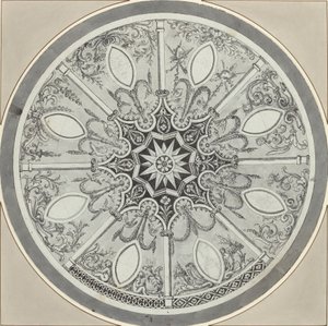 Design för en infälld rund bordsskiva, med alternativ av French or Italian 18th Century